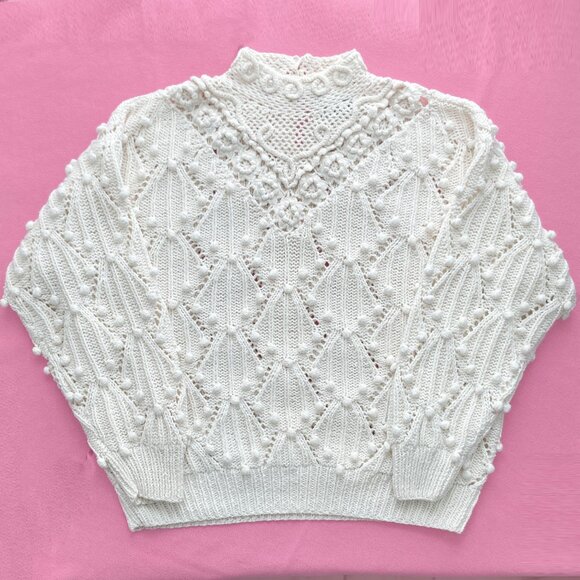 Vintage Bobbled Cotton Sweater by Design Zone Two 1989 - Picture 2 of 11